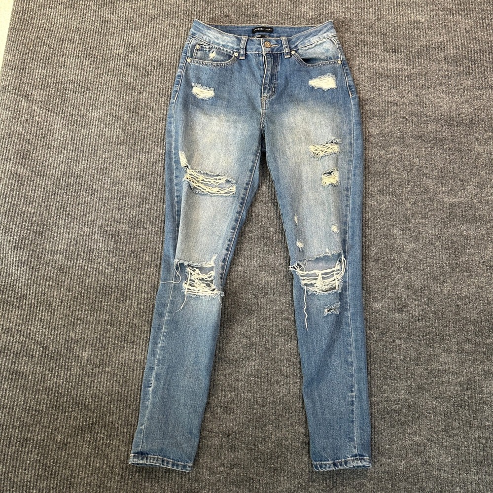 Sincerely Jules Distressed Skinny Jeans 5/27 Blue Ripped Denim